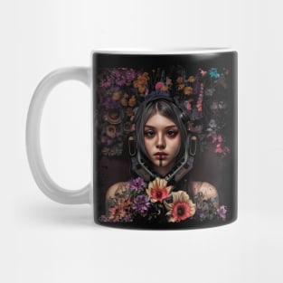 very sweet and beautiful modern flower girl, flowers in the head Mug